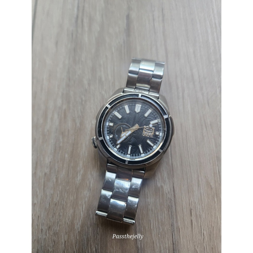 Ecko Unltd Watch Mens ET5039GI Black Textured Dial Stainless Steel Quartz Y2K